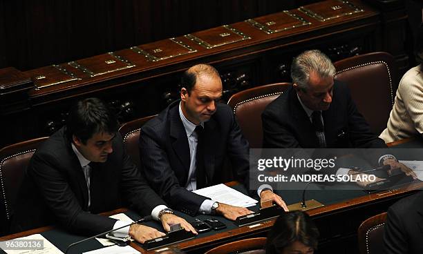 Italian Justice minister Angelino Alfano votes for a "Lawful impediment" motion for the government's planned legal system reforms at the Italian...