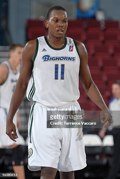 Russell Robinson of the Reno Bighorns takes a break from the action during the D-League game against the Dakota Wizards on January 4, 2010 at Qwest...