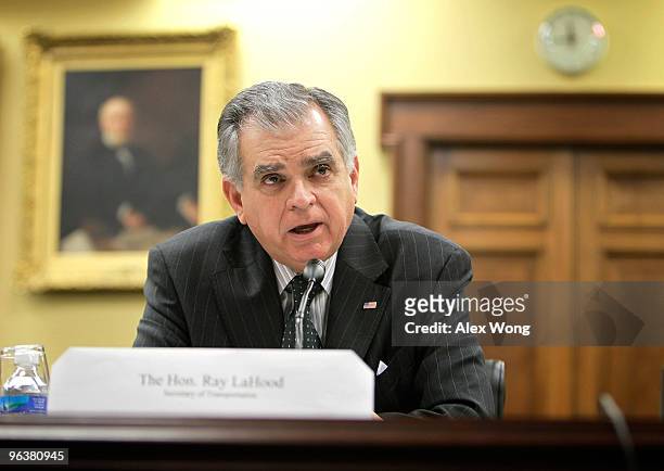 Secretary of Transportation Ray LaHood testifies during a hearing on his department's budget request for FY2011 before the Transportation, Housing...