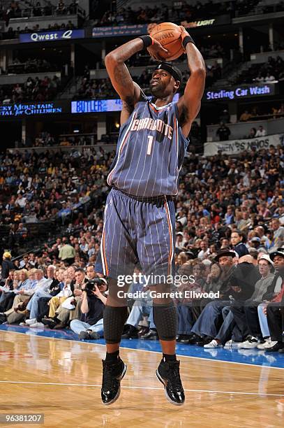 Stephen Jackson of the Charlotte Bobcats shoots against the Denver Nuggets during the game on January 25, 2010 at the Pepsi Center in Denver,...