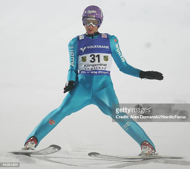 Martin Schmitt of Germany competes during the FIS Ski Jumping World Cup on February 3, 2010 in Klingenthal, Germany.