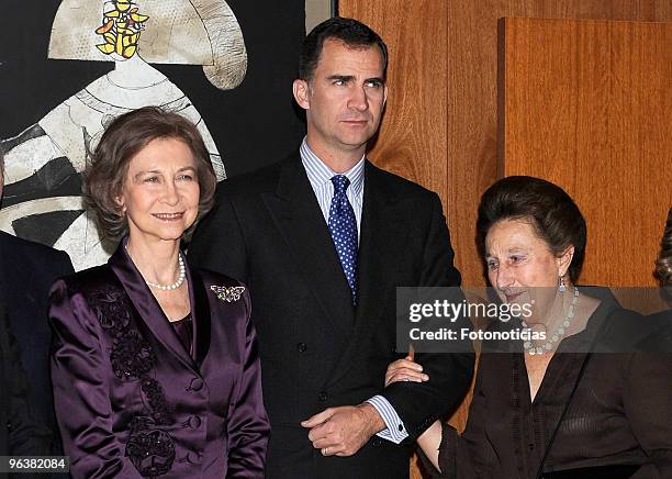Queen Sofia of Spain, Prince Felipe of Spain and Infanta Margarita de Borbon attend 'Queen Victoria Eugenia' tribute concert, at the Reina Sofia...