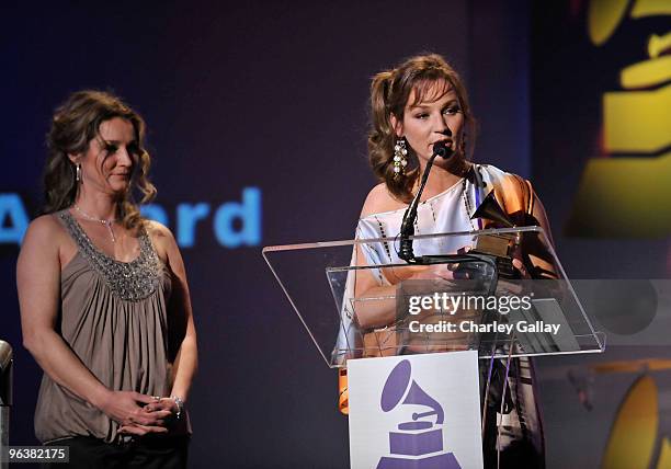 Peggy and Patsy Lynn receive the Lifetime Achievement Award on behalf of their mother Loretta Lynn at the 52nd Annual GRAMMY Awards Special Merit...