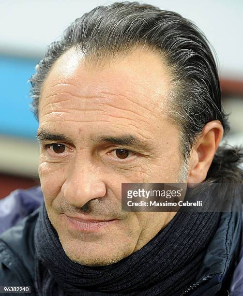 Head coach Cesare Prandelli of ACF Fiorentina during the first leg semifinal Tim Cup between FC Internazionale Milano and ACF Fiorentina at Stadio...