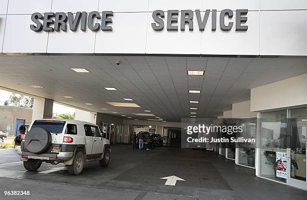 Toyota truck pulls into the service department at City Toyota February 3, 2010 in Daly City, California. Toyota is being pressured by U.S....
