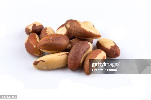 brazil nuts close-up isolated on white background - selenium stock pictures, royalty-free photos & images