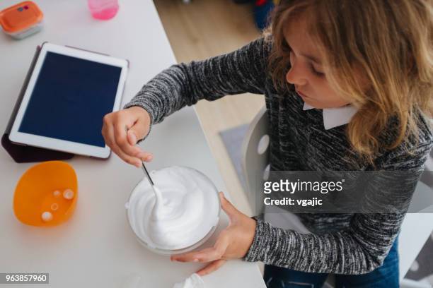 making slime - thick girls stock pictures, royalty-free photos & images