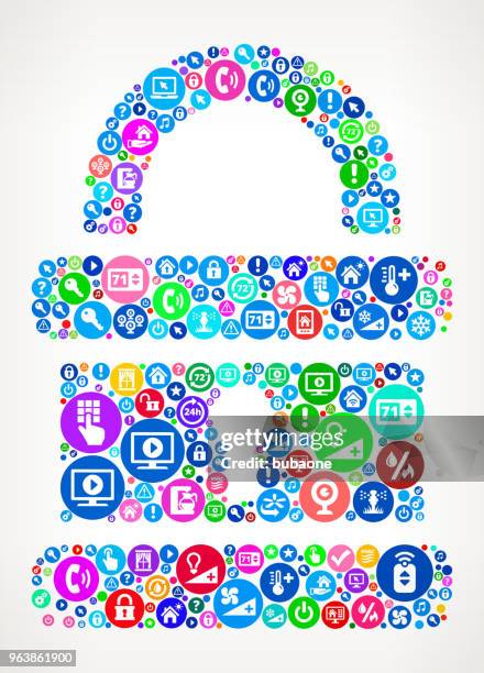 security lock  home automation technology icon pattern - remote guarding stock illustrations