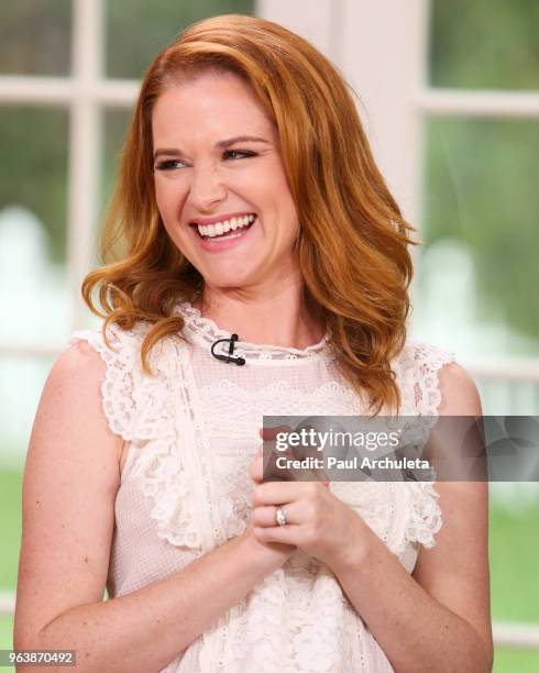 Actress Sarah Drew visit Hallmark's "Home & Family" at Universal Studios Hollywood on May 30, 2018 in Universal City, California.