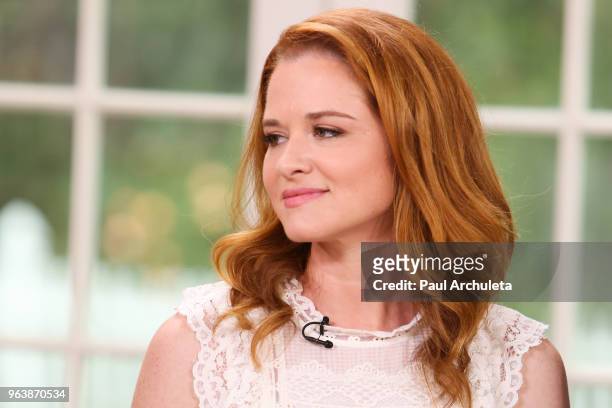 Actress Sarah Drew visit Hallmark's "Home & Family" at Universal Studios Hollywood on May 30, 2018 in Universal City, California.