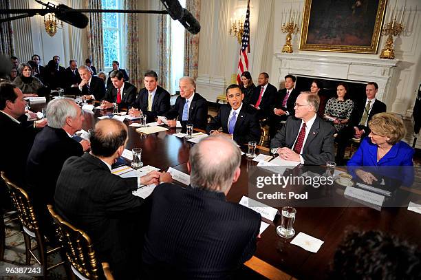 President Barack Obama and Vice President Joseph Biden meet with Governor Bob Riley , Chairman, Southern Governors Association; Governor Joe Manchin...