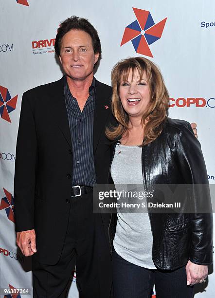 Olympic Gold Medalist Bruce Jenner and Musician Patty Loveless attend the DRIVE4COPD Drivers Meeting at the ESPNZone on February 3, 2010 in New York...