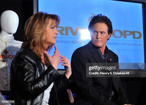 Musician Patty Loveless and Olympic Gold Medalist Bruce Jenner attend the DRIVE4COPD Drivers Meeting at the ESPNZone on February 3, 2010 in New York...