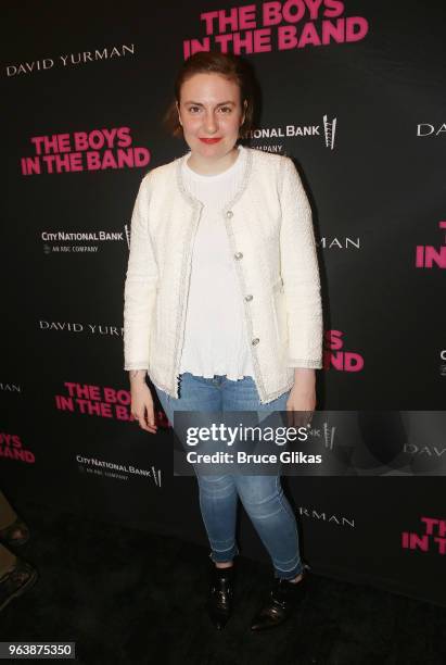 Lena Dunham poses at the opening night of the 50th year celebration of the classic play revival of "The Boys In The Band" on Broadway at The Booth...