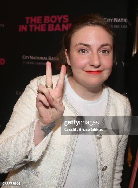 Lena Dunham poses at the opening night of the 50th year celebration of the classic play revival of "The Boys In The Band" on Broadway at The Booth...