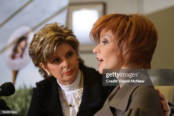 Attorney Gloria Allred looks on as former adult film actress Veronica Siwik-Daniels , who claims to have had a long-term intimate relationship with...