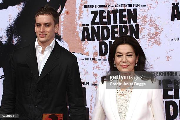 Actress Hannelore Elsner and her son Dominik Elsner attend the 'Zeiten Aendern Dich' German Premiere on February 3, 2010 in Berlin, Germany.