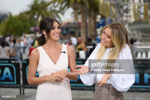 Becca Kufrin and Renee Bargh visit "Extra" at Universal Studios Hollywood on May 30, 2018 in Universal City, California.