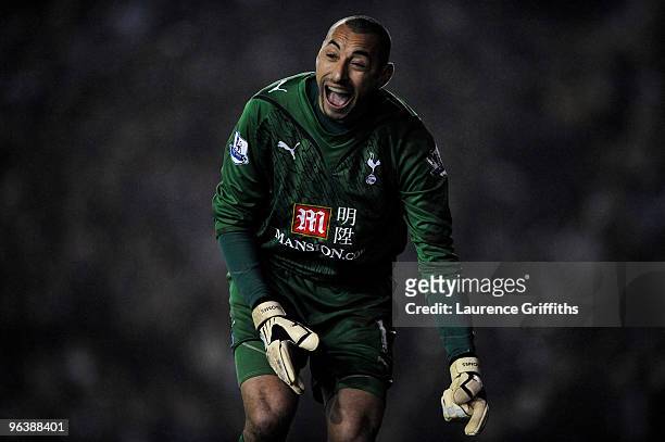 Heurelho Gomes of Tottenham Hotspur in action during the FA Cup sponsored by E.ON fourth round match between Leeds United and Tottenham Hotspur at...