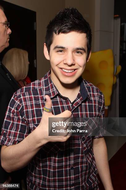 Singer David Archuleta attends the Allstate "X the TXT" Event at the Jordin Sparks Experience at The Eden Roc Renaissance Hotel on February 3, 2010...