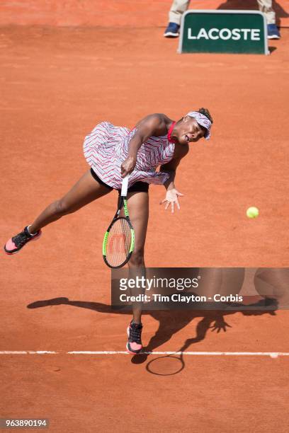 French Open Tennis Tournament - Day One. Venus Williams of the United States in action during her loss to Wang Qiang of China on Court...