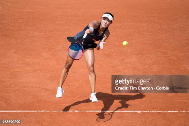 French Open Tennis Tournament - Day One. Wang Qiang of China in action during her victory over Venus Williams of the United States on Court...