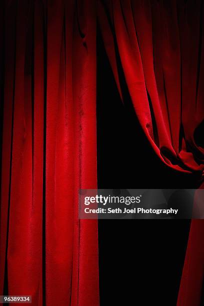 red velvet curtains - stage curtain stock pictures, royalty-free photos & images