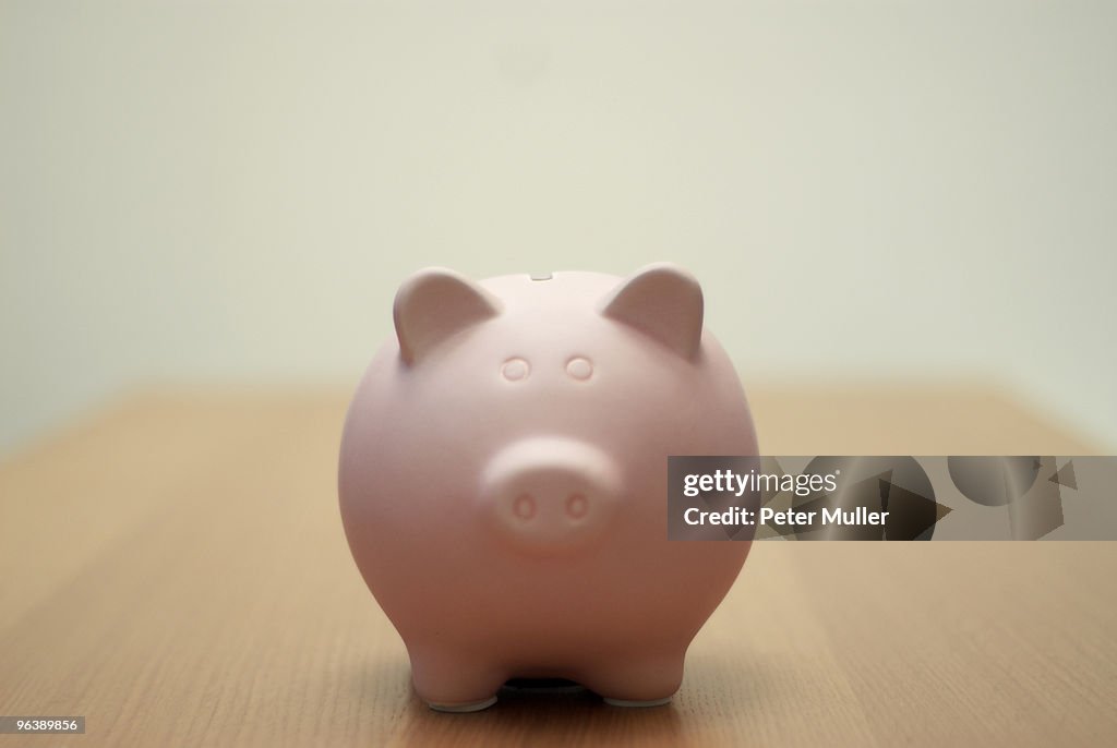 Piggy bank straight on to camera