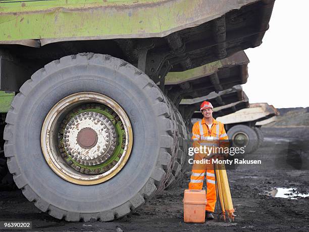 coal miner with surveying equipment - large construction site stock pictures, royalty-free photos & images