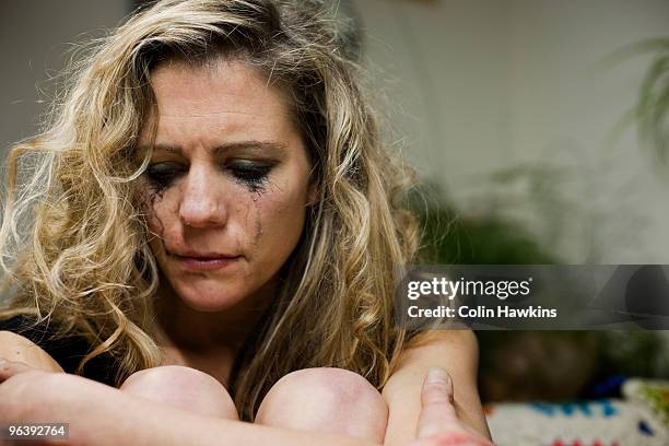 woman upset and crying - woman mascara stock pictures, royalty-free photos & images