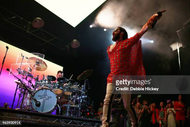 Jared Leto of 30 Seconds To Mars performs live on stage at 3Arena Dublin on May 30, 2018 in Dublin, Ireland.