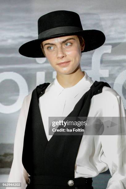 British model, actress and singer Cara Delevingne during the Douglas X Peter Lindbergh campaign launch at ewerk on May 30, 2018 in Berlin, Germany.