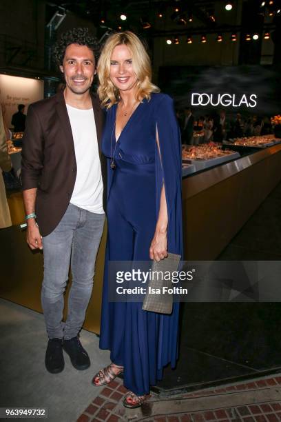 Make up artist Boris Entrup and German actress Veronica Ferres during the Douglas X Peter Lindbergh campaign launch at ewerk on May 30, 2018 in...