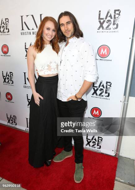 Kayla Radomski and Sam Krumirme attend the dance video release party for "Florets" at Victory Theatre on May 30, 2018 in Burbank, California.