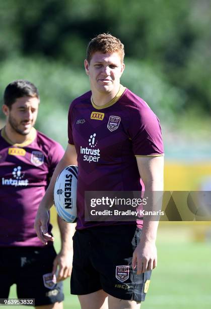 Dylan Napa during a Queensland Maroons training session at Sanctuary Cove on May 31, 2018 at the Gold Coast, Australia.