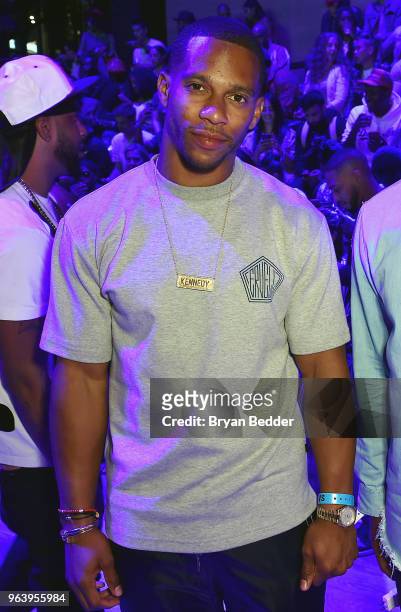 Football player Victor Cruz attends Nigel Sylvester's "GO - London to Paris" screening at Samsung 837 on May 30, 2018 in New York City.