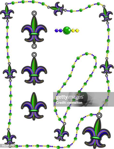 fleur de lis bead pack-mardi gras - bead stock illustrations