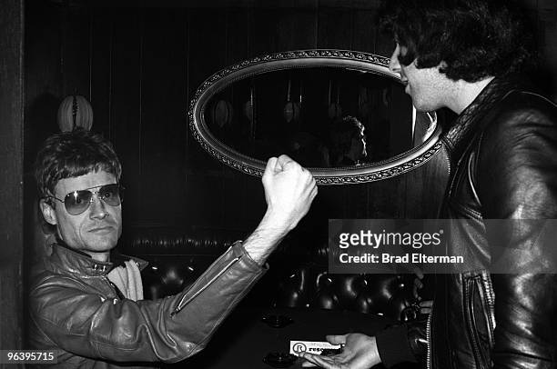 Kim Fowley, the producer of The Runaways with Harold Bronson at The Whiskey A Go Go in Los Angeles, California. **EXCLUSIVE**