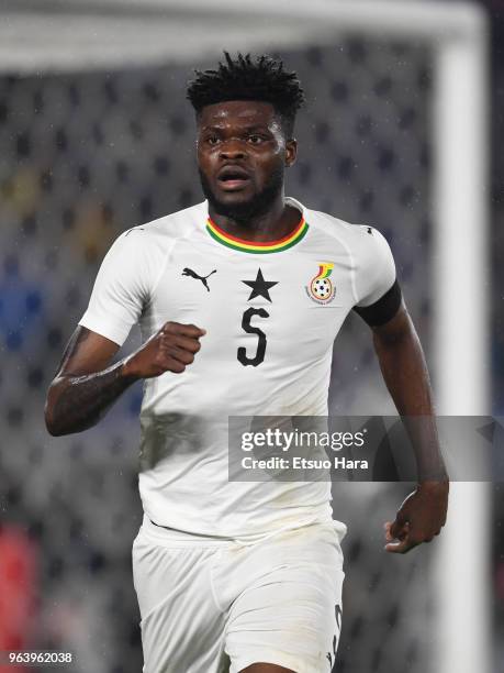 Thomas Partey of Ghana in action during the international friendly match between Japan and Ghana at Nissan Stadium on May 30, 2018 in Yokohama,...