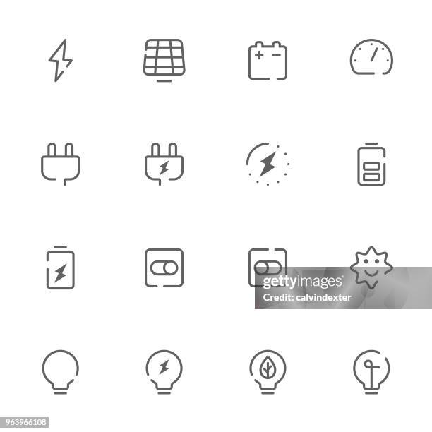 open line icons environment set 5 - battery icon stock illustrations