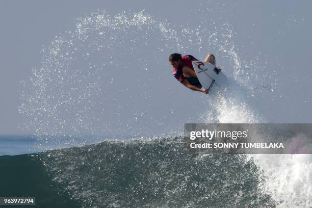 Australians Matt Wilkinson rides a wave during the 2018 World Surf League Men's Championship Tour at Keramas in Gianyar regency on Indonesia's resort...