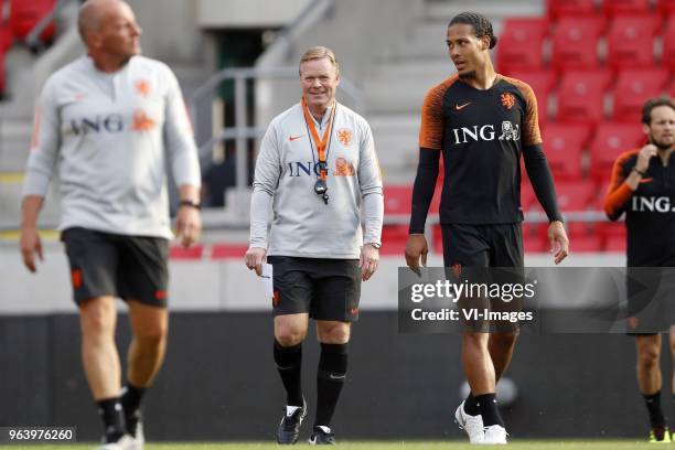 Condition trainer Rene Wormhoudt of Holland, coach Ronald Koeman of Holland, Virgil van Dijk of Holland, Daley Blind of Holland during a training...