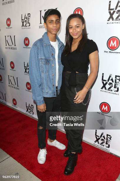 Bryce Xavier and Nia Sioux attend the dance video release party For "Florets" at Victory Theatre on May 30, 2018 in Burbank, California.