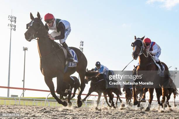 Ajuda ridden by Michael Dee wins the Nine Mile Fresh BM64 Handicap at Racing.com Park Synthetic Racecourse on May 31, 2018 in Pakenham, Australia.