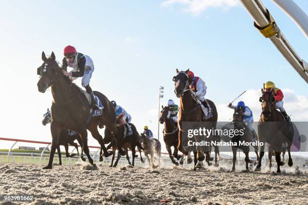 Ajuda ridden by Michael Dee wins the Nine Mile Fresh BM64 Handicap at Racing.com Park Synthetic Racecourse on May 31, 2018 in Pakenham, Australia.