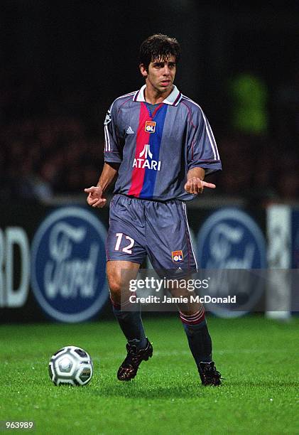 Juninho of Lyon on the ball during the UEFA Champions league match between Olympic Lyonnais and Barcelona played at the Stade de Gerland in Lyon,...