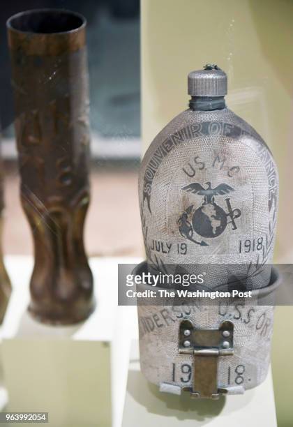 Word War I cup and canteen are part of a new exhibit on World War I at the National Museum of the Marine Corps on Tuesday May 22, 2018 in Triangle,...