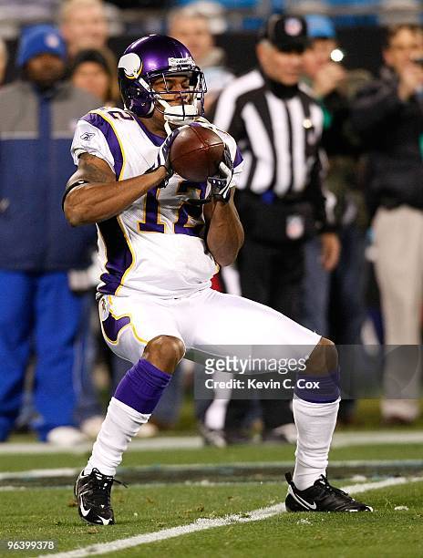 Percy Harvin of the Minnesota Vikings against the Carolina Panthers at Bank of America Stadium on December 20, 2009 in Charlotte, North Carolina.