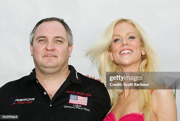 Tareq Salahi and Michaele Salahi pose at a press conference with the USA Polo Team on February 4, 2010 in Melbourne, Australia. Tareq Salahi is the...