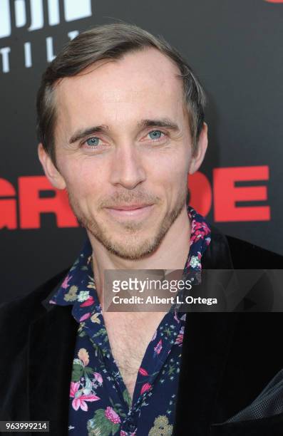 Actor Benedict Hardie arrives for the premiere of BH Tilt's "Upgrade" held at the Egyptian Theatre on May 30, 2018 in Hollywood, California.